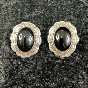 Vintage Sterling silver with black onyx earrings.
